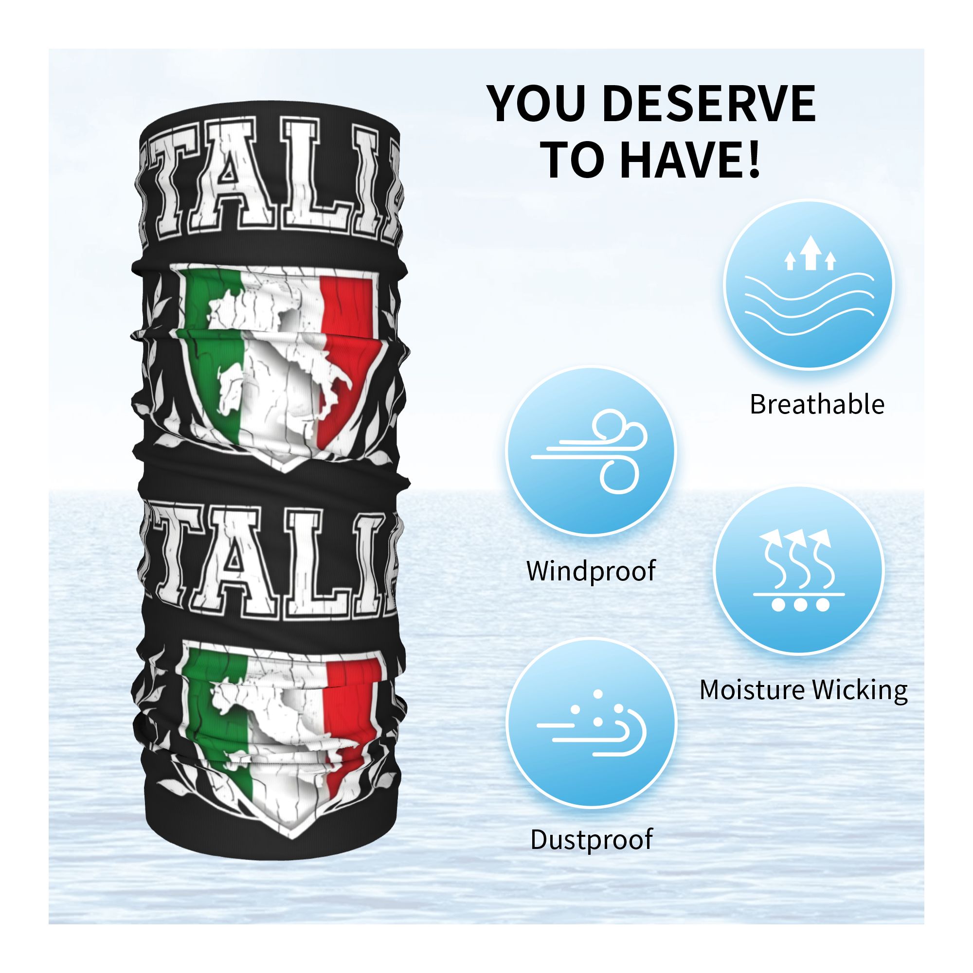Custom Italy Flag Bandana Neck - огляд і ціна Neck Gaiter Face Cover